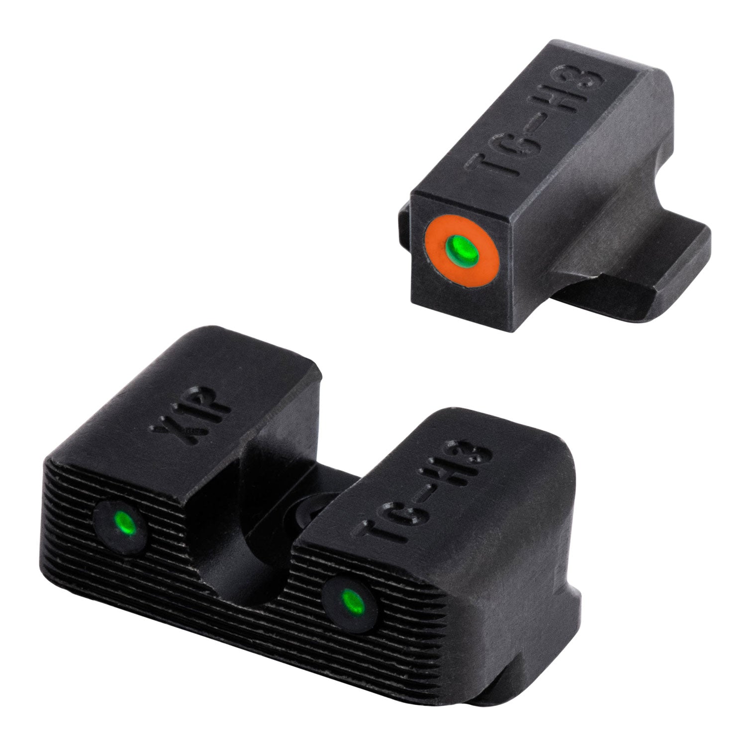 TruGlo Springfield Armory XD, XD-S, XD-E, XD-M, Mod.2 Tritium Pro Black | Green Tritium Orange Outline Front Sight Green Tritium Rear Sight