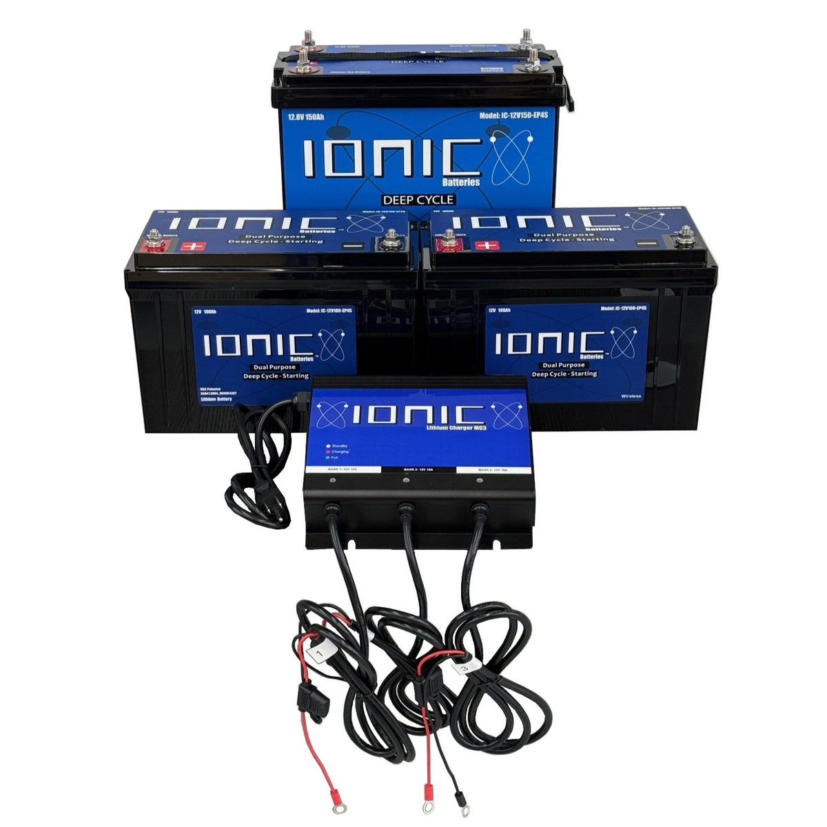 Ionic Lithium 24V LiFePO4 Bass Boat Bundle | 2x 100Ah + 150Ah Starter