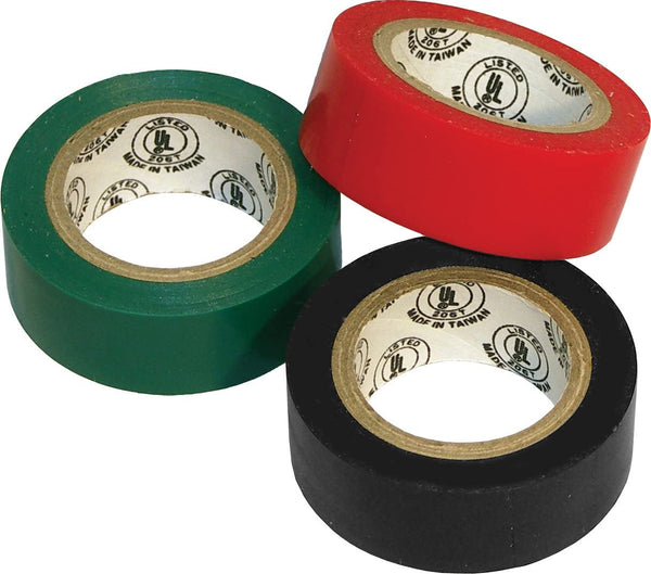 Shoreline Marine SL91589 Electrical Tape Grn/Rd/Blk 3Pk