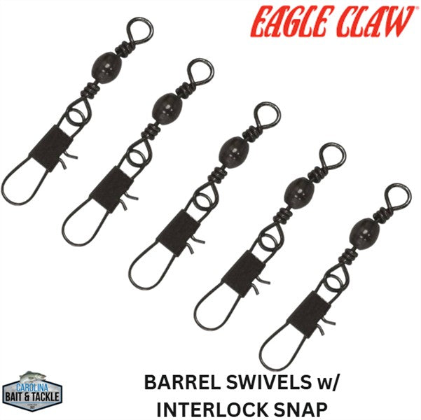 Eagle Claw BARREL SWIVEL w/ INTERLOCK SNAP