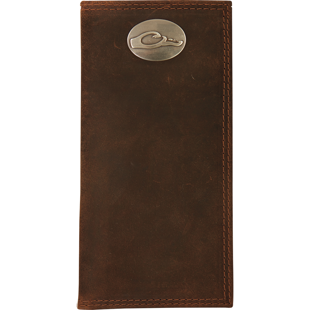 Drake Leather Checkbook Wallet Brown OSFM