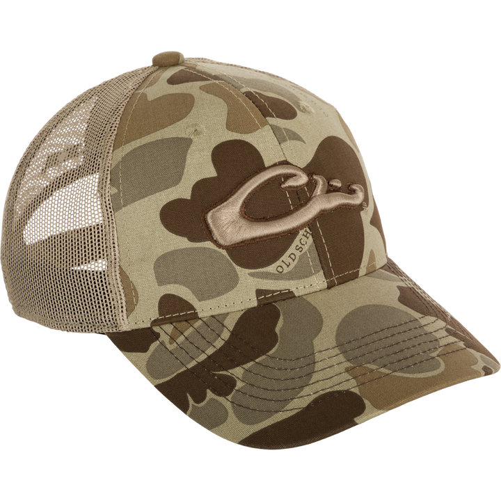 Drake 6 Panel Camo Mesh Back Cap Old School Timber OSFM