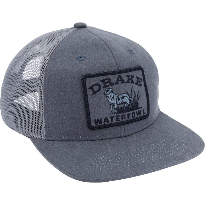 Drake Waxed Cotton Dog Patch Mesh Back Cap Dark Grey OSFM