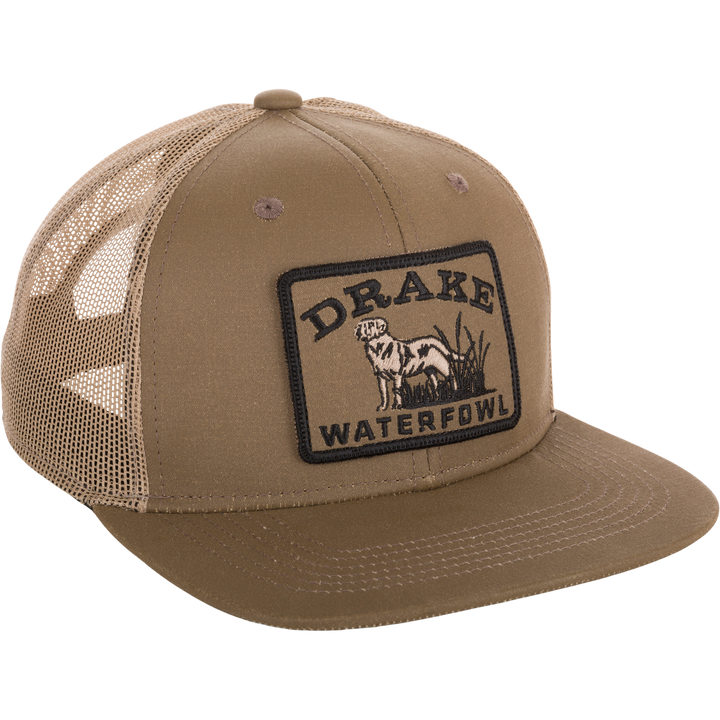 Drake Waxed Cotton Dog Patch Mesh Back Cap Khaki OSFM