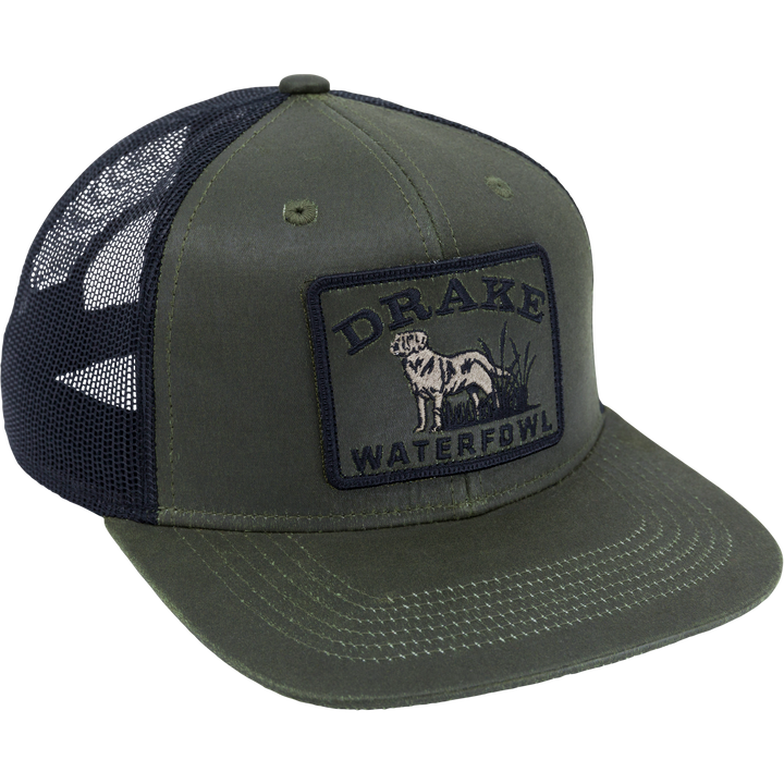 Drake Waxed Cotton Dog Patch Mesh Back Cap Olive-Black OSFM