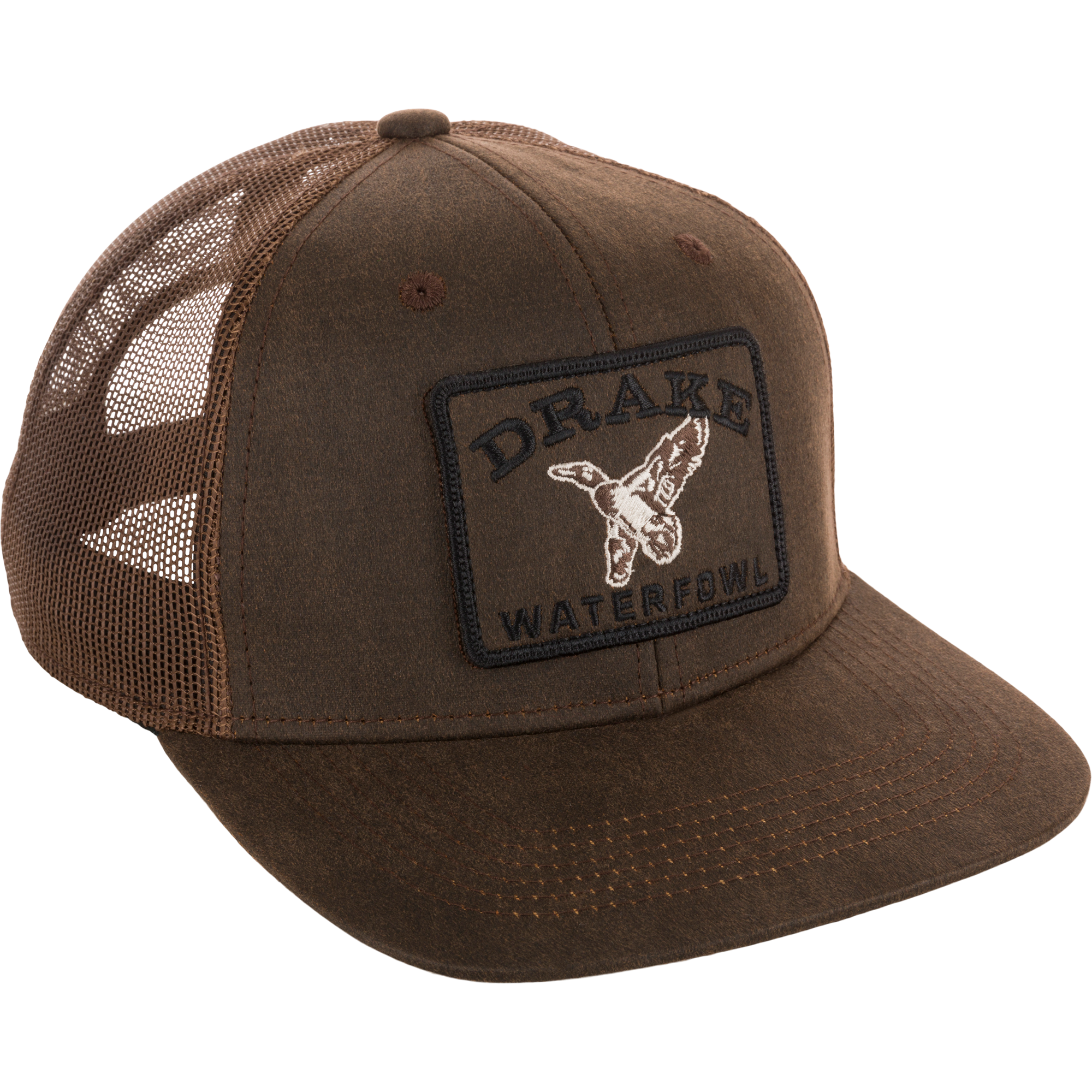 Drake Waxed Cotton Duck Patch Mesh Back Cap Dark Brown OSFM