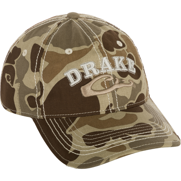 Drake Distressed 6 Panel Ball Cap Old School Timber OSFM