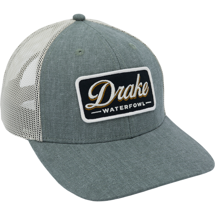 Drake Herringbone Patch Mesh Back Cap Olive Heather OSFM