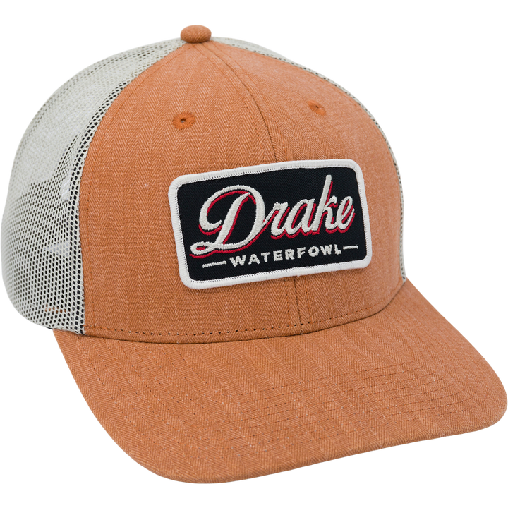 Drake Herringbone Patch Mesh Back Cap Orange Heather OSFM