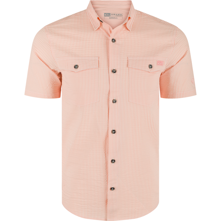 Drake The Frat BD Seersucker Stripe SS Peach Pearl Tonal