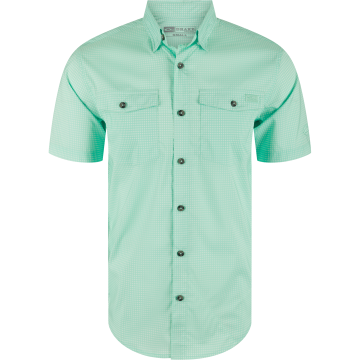 Drake Frat BD Gingham Check Shirt SS Beach Glass Tonal