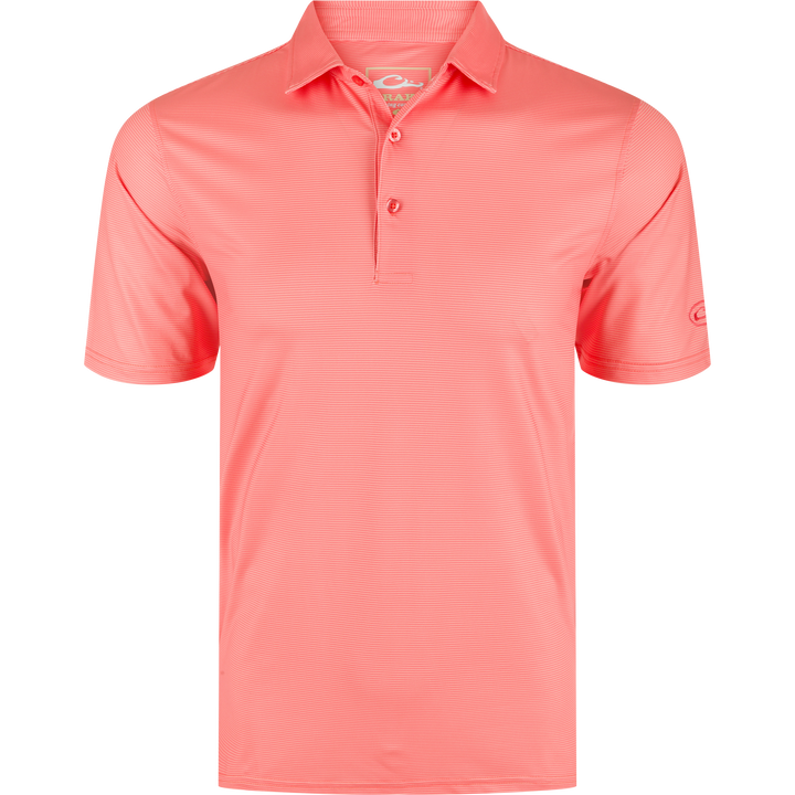Drake Performance Chalk Striped Polo Shell Pink