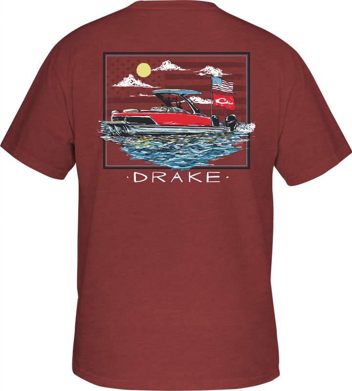 Drake Americana Pontoon T SS Barn Red Dark Heather