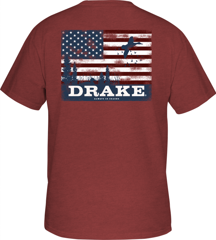 Drake Americana Scenic T SS Barn Red Dark Heather