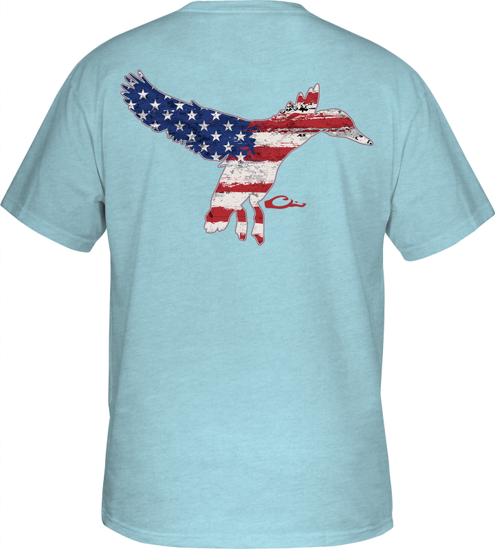 Drake Americana Flying Duck T SS Cameo Blue Dark Heather