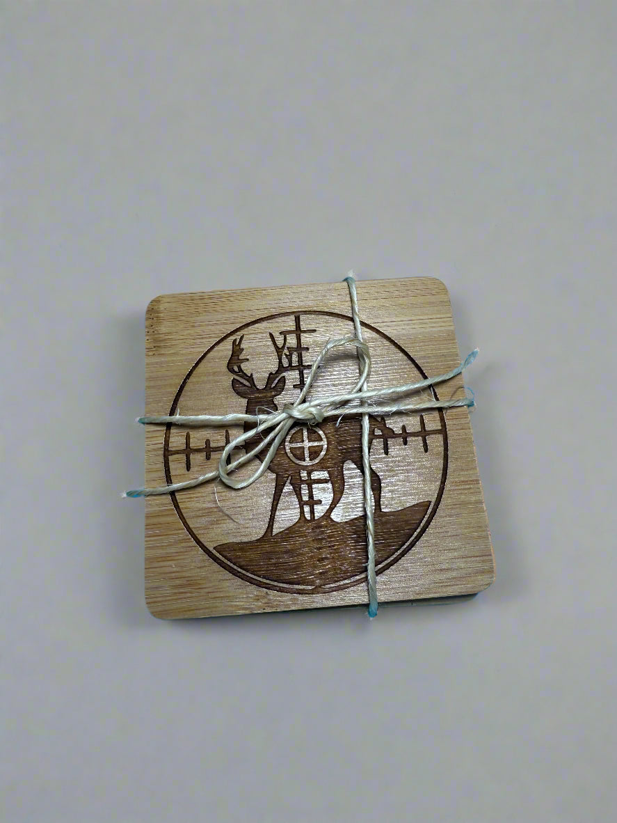 Coaster Pack W/ Twine Crosshair Buck