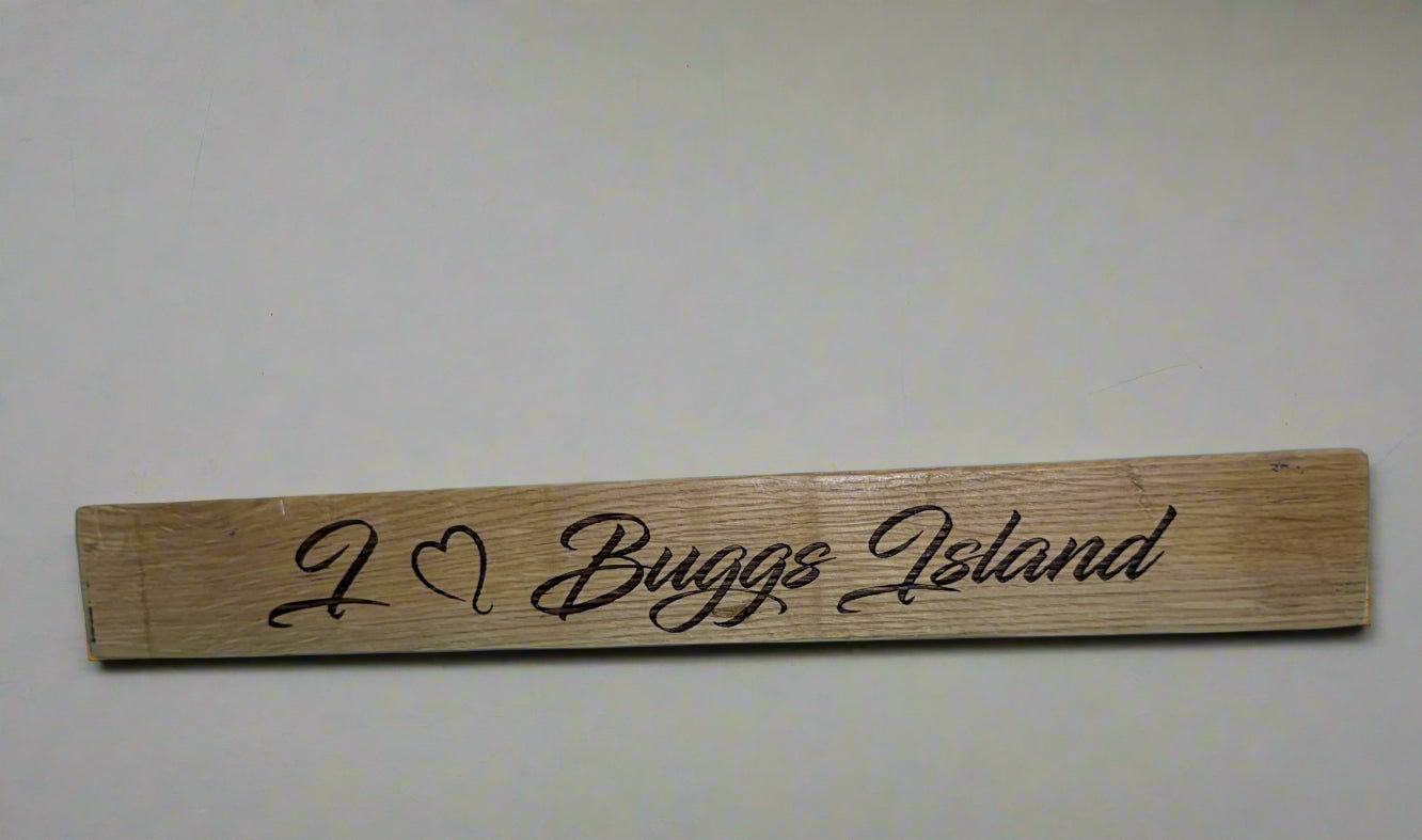Whiskey Barrel Mini Staves I Love Buggs Island