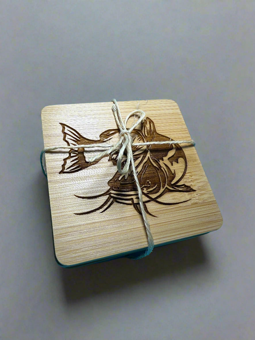 Coaster Pack W/ Twine Catfish