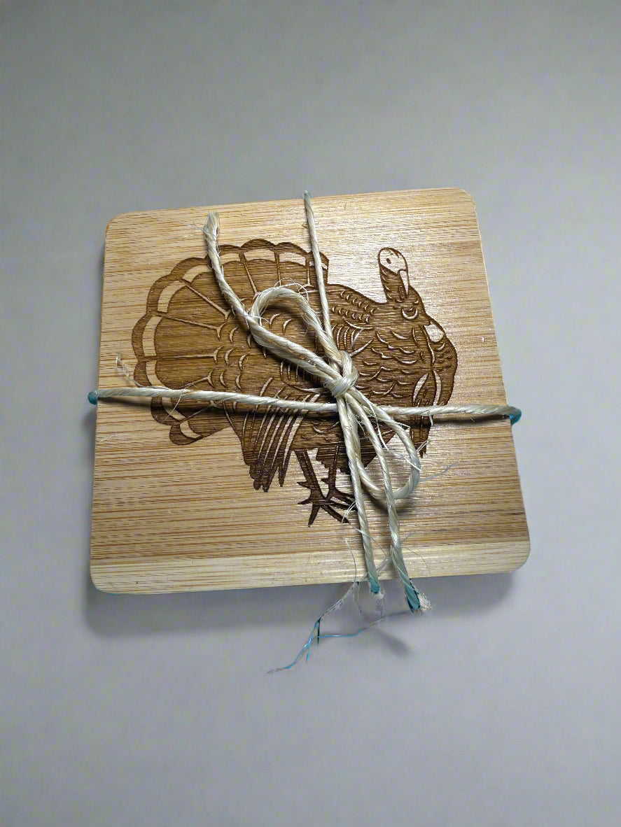 Coaster Pack W/ Twine Turkey