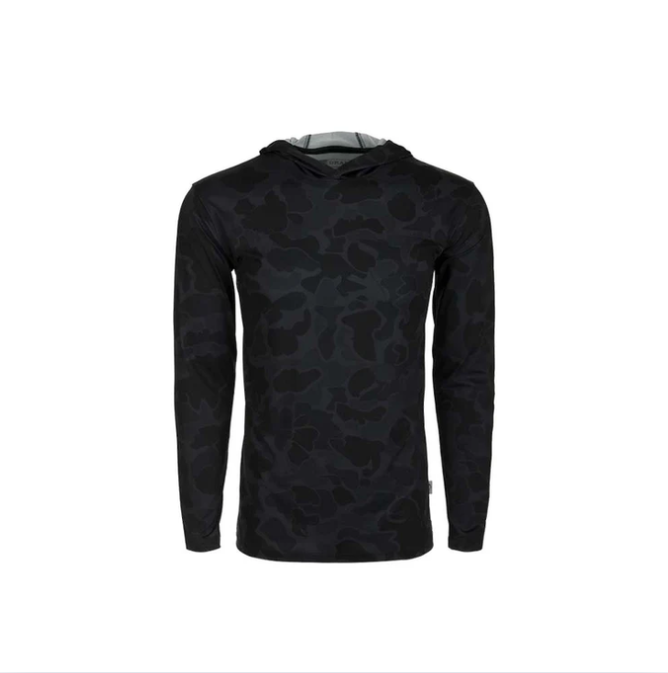 Drake Youth Performance Hoodie Camo Print LS Old School Black