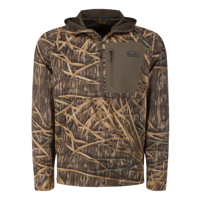 Drake Grid Fleece Half Zip Hoodie Original Shadowgrass