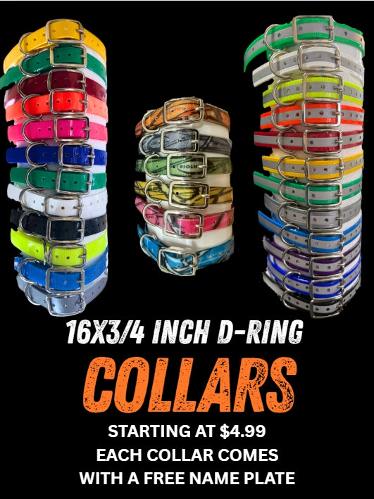 16x3/4 inch D-Ring Dog Collar / Fits Dogtra & Garmin 3/4 Inch Collars
