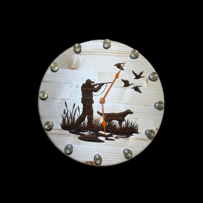 Shotgun Shell Duck Hunter Clock 15"