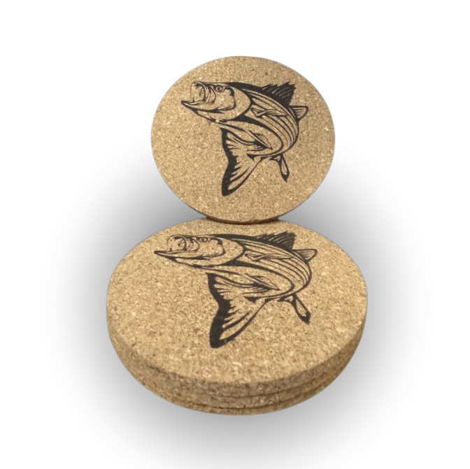 Cork Coasters 4 PK Striper