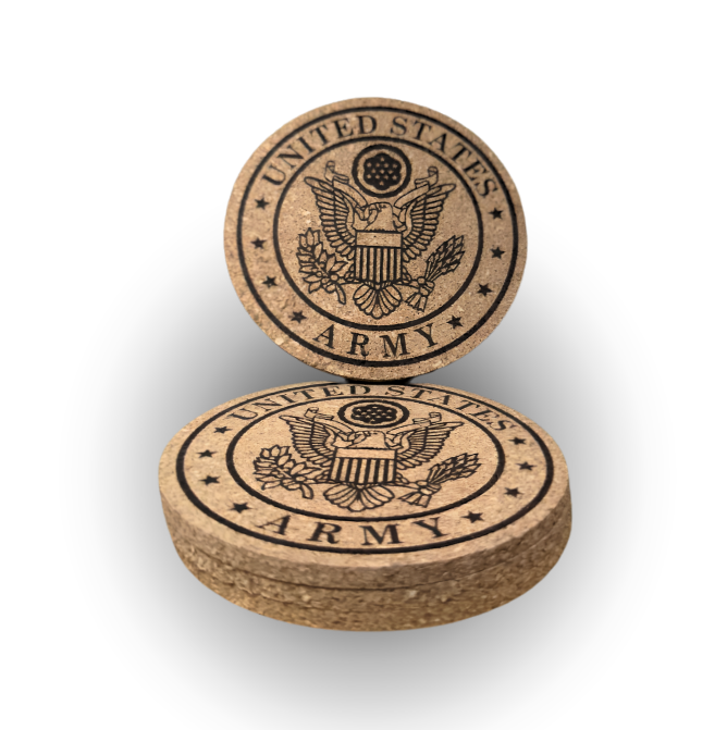 Cork Coasters 4 PK Army