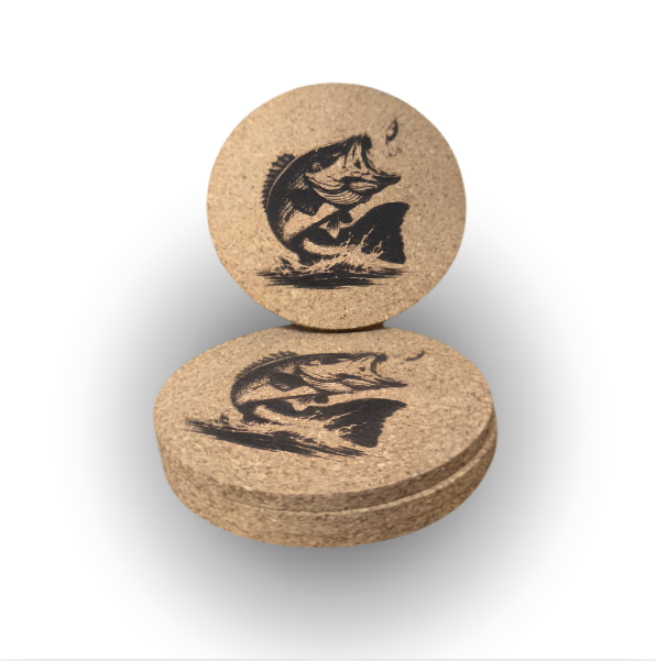 Cork Coasters 4 PK Bass