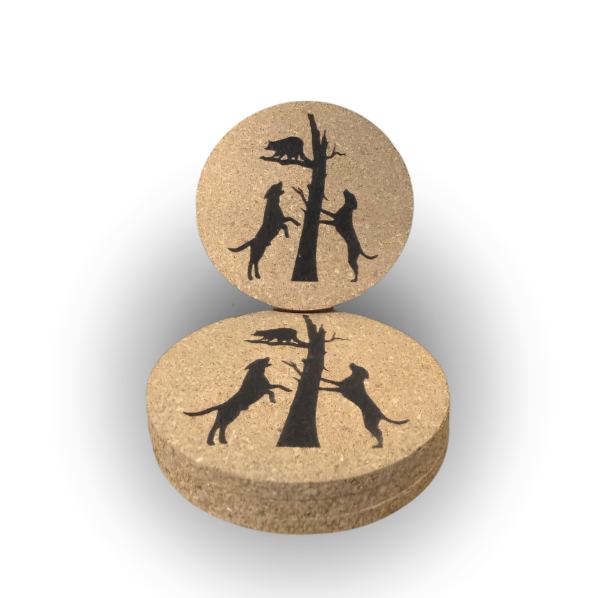 Cork Coasters 4 PK Walker Treeing Coon