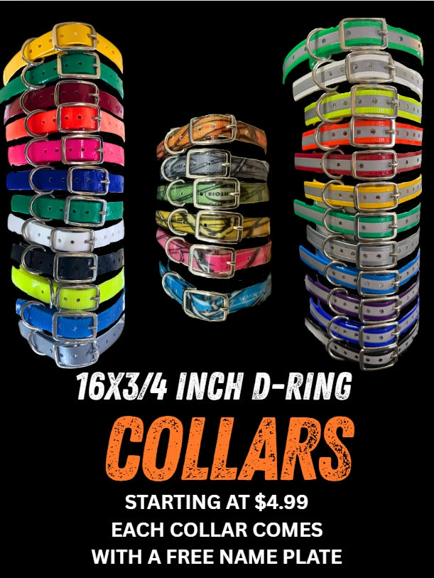 16x3/4 inch D-Ring Dog Collar / Fits Dogtra & Garmin 3/4 Inch Collars