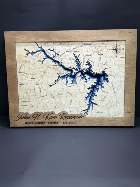 John H Kerr Reservoir Wood Map 16x21 7 Layer