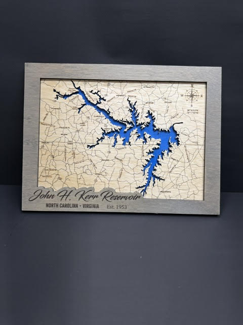 3 Layer Kerr Lake Map 12x16 Gray