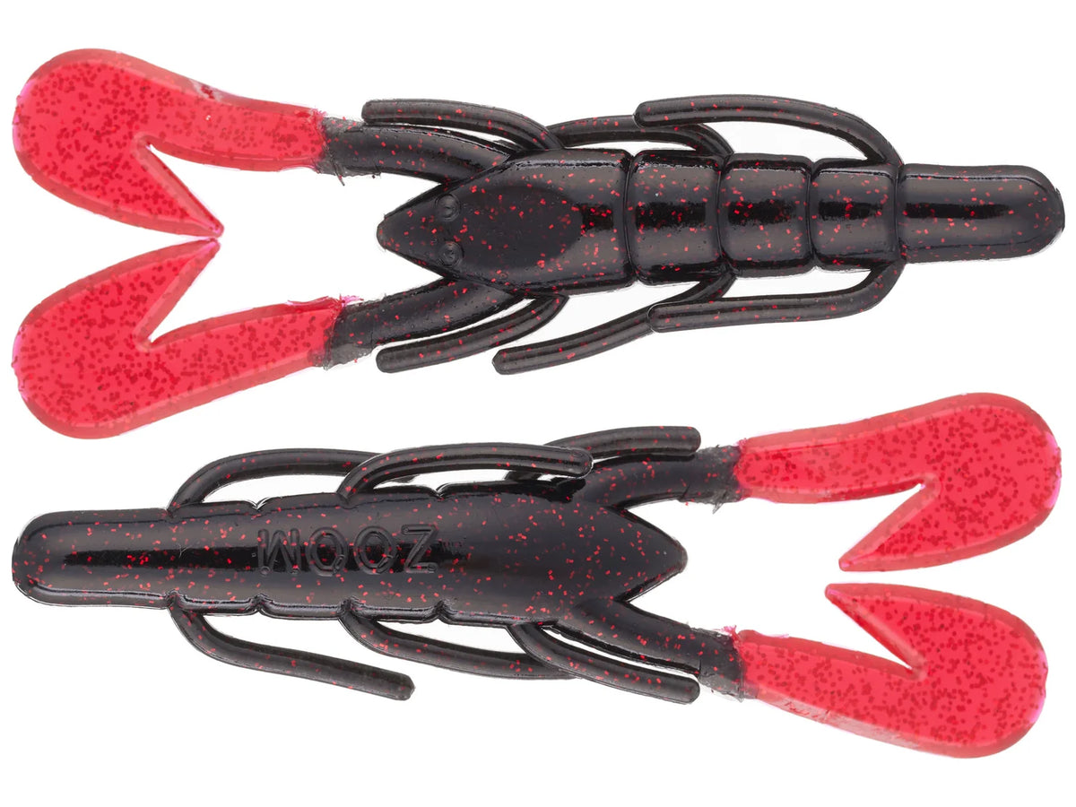 Zoom Ultra-Vibe Speed Craw 3.5" soft plastic craw in Black Red Glitter / Red Craw