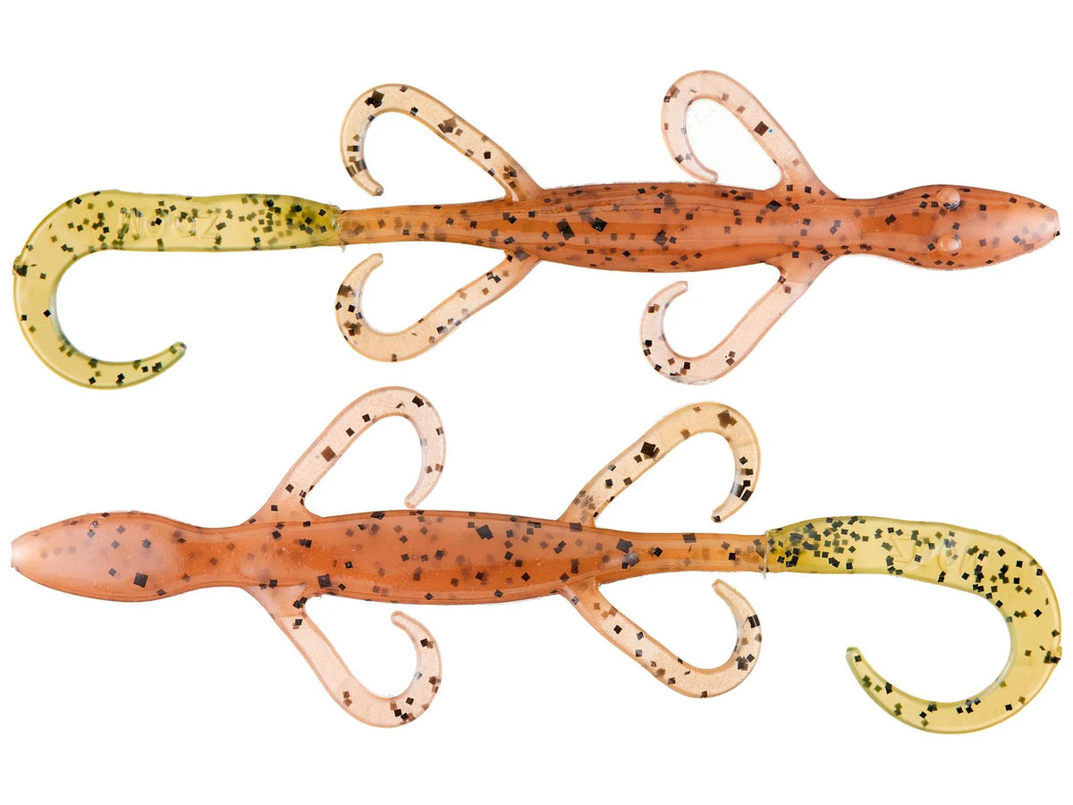 Zoom Lizard 6" soft plastic lizard in Pumpkin Chartreuse