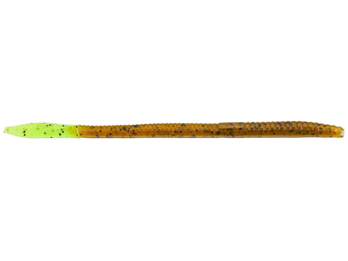 Zoom Trick Worm 6.5" soft plastic worm in Green Pumpkin Chartreuse