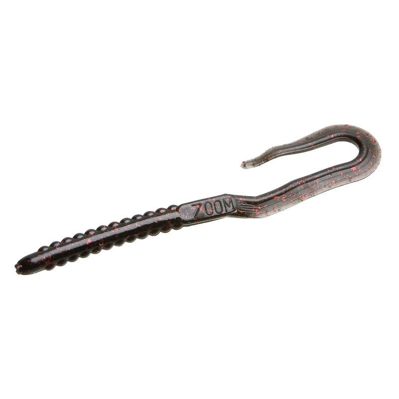 Zoom U-Tale Worm 6.75" soft plastic worm in Black Red Glitter