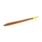 Zoom Finesse Worm 4.5" soft plastic worm in Motor Oil Chartreuse Tail