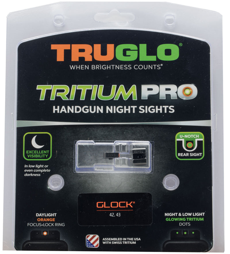 Truglo S&W M&P Series/ SD9 SD40 Tritium Pro Black / Green Tritium Orange Outline Front Sight Green Tritium Rear Sight