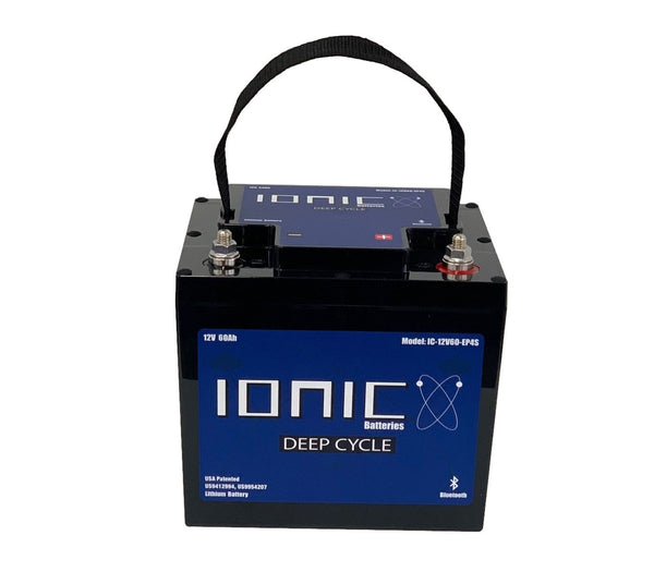 Ionic Lithium 12V 60Ah LiFePO4 Deep Cycle Trolling Motor Battery + Bluetooth