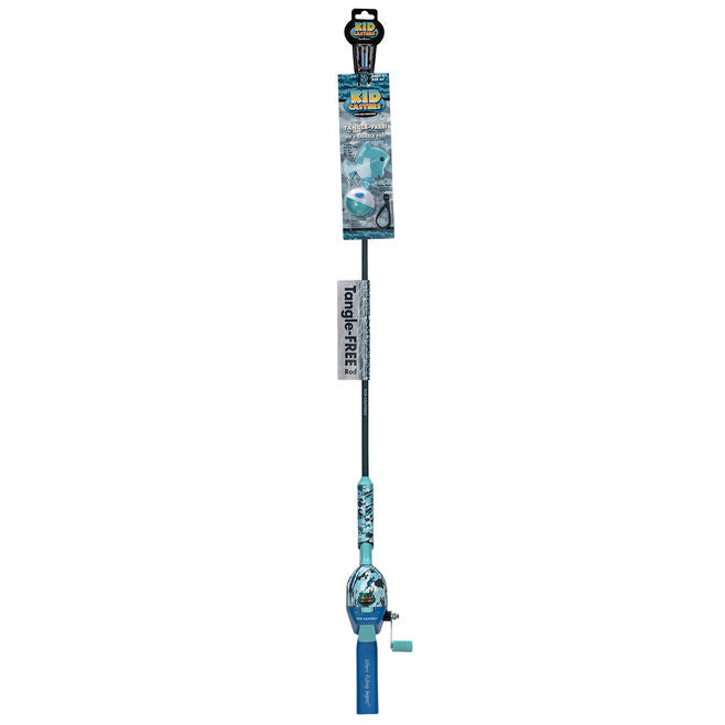 Kid Casters Tangle-Free Spincast Combo 34 inch, Blue Fish Camo