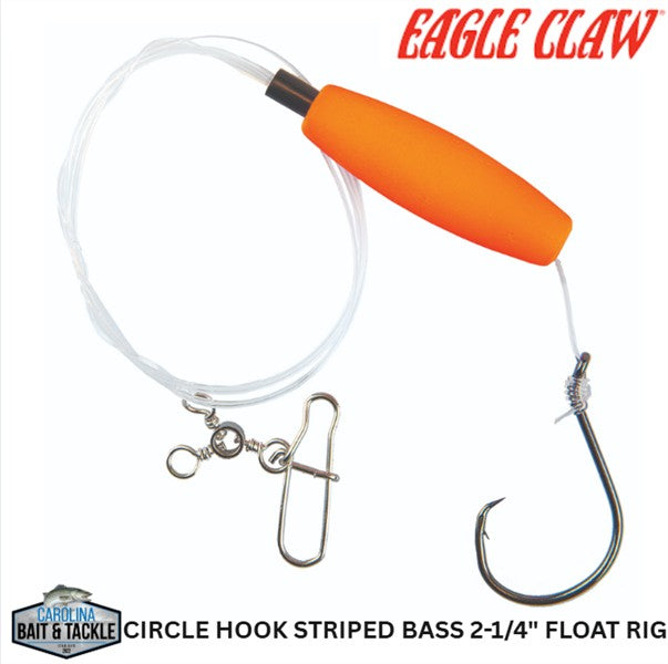 Eagle Claw LAZER SHARP CIRCLE HOOK STRIPED BASS 2-1/4" FLOAT RIG 1PK