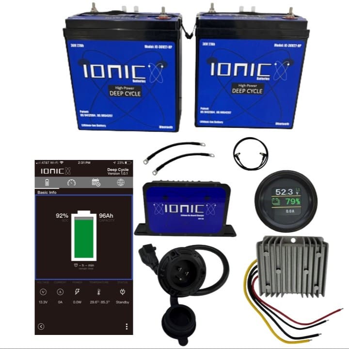Ionic Lithium 36V 54Ah GC2 LiFePO4 Golf Cart Bundle | Double