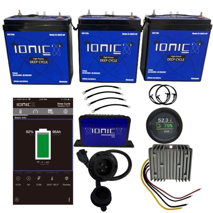 Ionic Lithium 36V 81Ah GC2 LiFePO4 Golf Cart Bundle | Triple