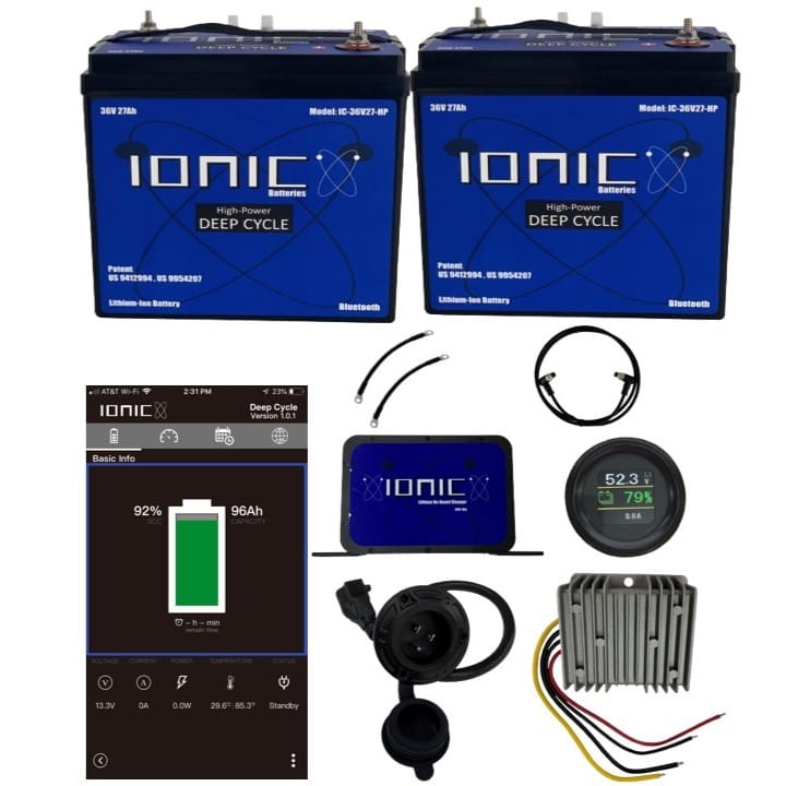 Ionic Lithium 48V 54Ah GC2 LiFePO4 Golf Cart Bundle | Double