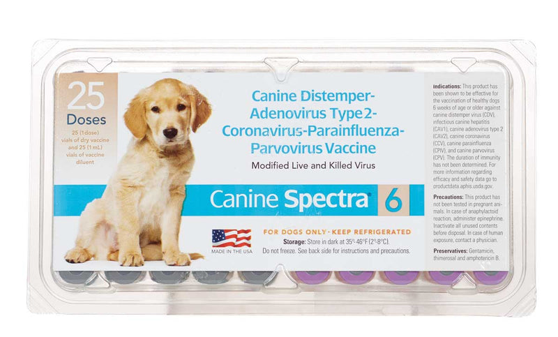 Durvet Canine Spectra 6-Way Vaccine Without Syringe Bulk Pack 25 Dose No Syringe