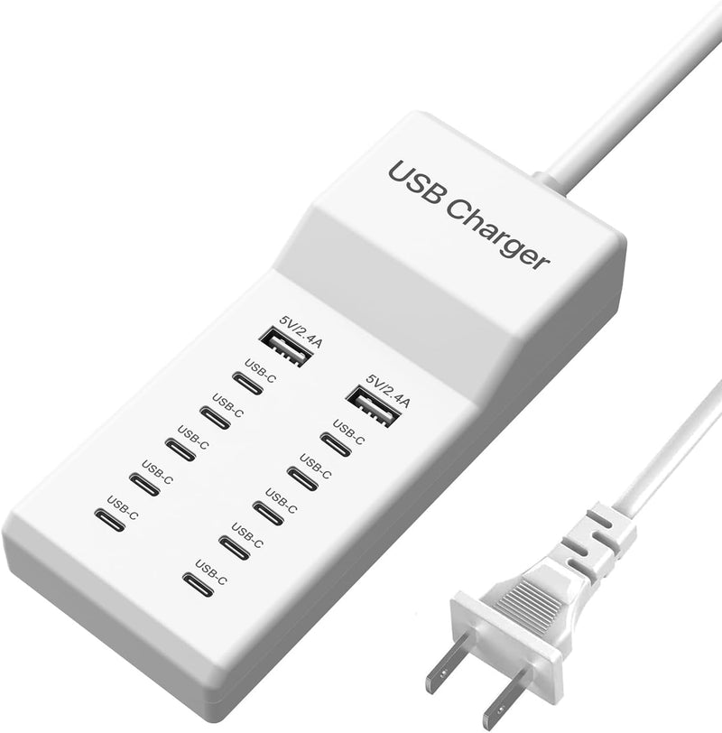 Multi-USB 12 Port Charging Station For Garmin Alpha Handhelds & Collars | (10 USB-C + 2 USB-A)