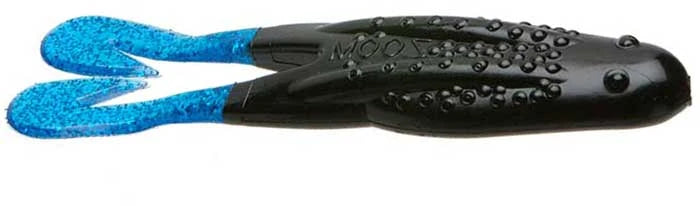 Zoom Horny Toad 4.25" soft plastic topwater toad in Black Blue Tail