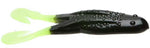 Zoom Horny Toad 4.25" soft plastic topwater toad in Black Chartreuse Tail
